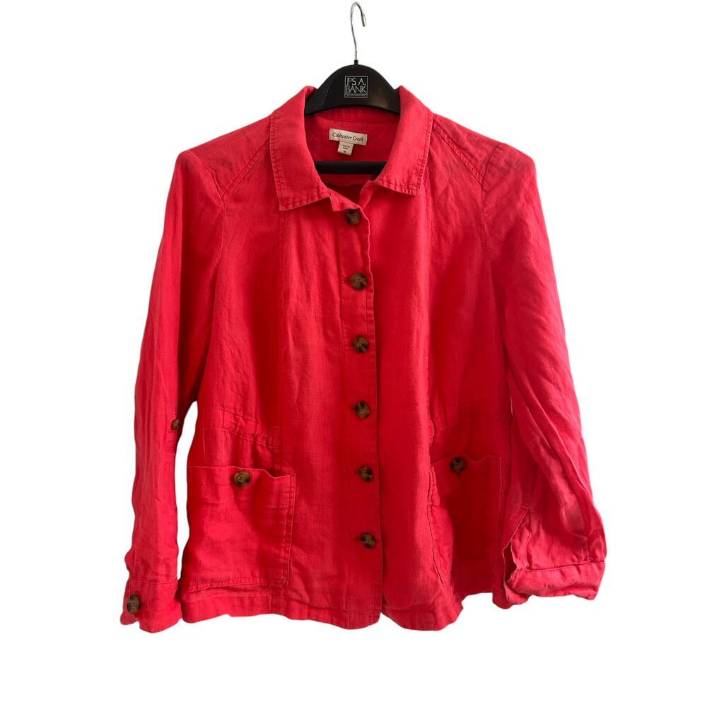 Coldwater Creek Pink linen shacket. Size 16